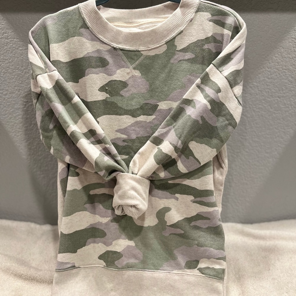 Aerie Oversized Desert Green Camo Sweatshirt